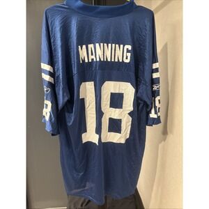Vintage Reebok Peyton Manning #18 Colts Jersey Size L NFL Blue Mesh Throwback
